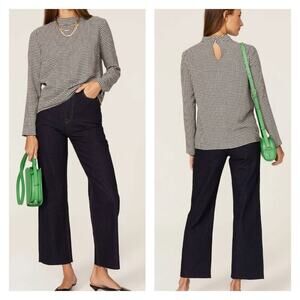 A.P.C Jeanne Checkered Mock Neck Blouse 0-2‎